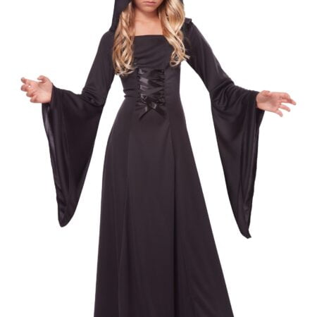 California Costumes Girl's Deluxe Black Hooded Robe Costume, X-Large (12-14) - Image 2